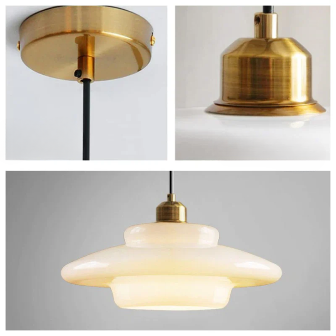Pendant Light Glass Adjustable 120.0 cm Cream Gold Dining Room Kitchen Island Hanging Ceiling Lamp | Thomler