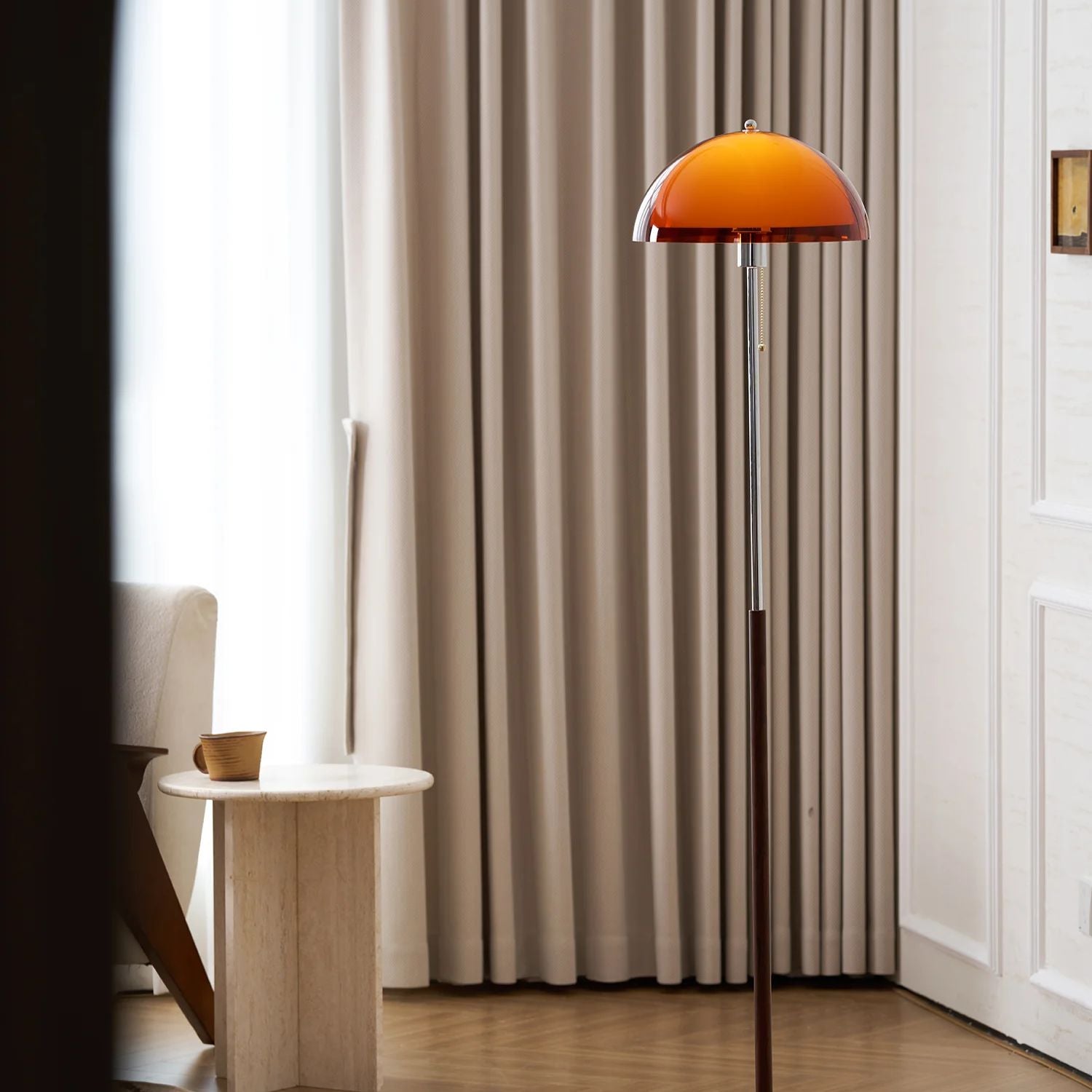 Floor Lamp Wood Metal Amber 160.0 cm Living Room Reading Light Retro Modern Mood Lighting | Thomler