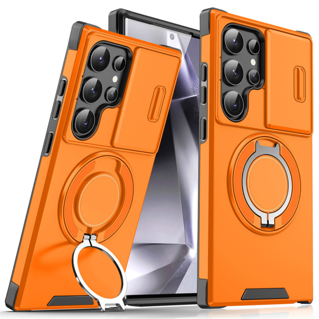 Magnetic Phone Case with Sliding Camera Cover & Kickstand Ring for Samsung Galaxy S-Series | MagSafe Compatible Protective Bumper Shell | Thomler