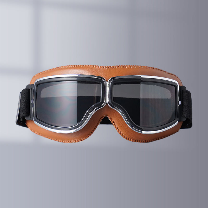 Retro Motorcycle Goggles with Adjustable Strap, UV Protection & Impact-Resistant Polycarbonate Lens for Riding, Cycling & Outdoor Use | Thomler