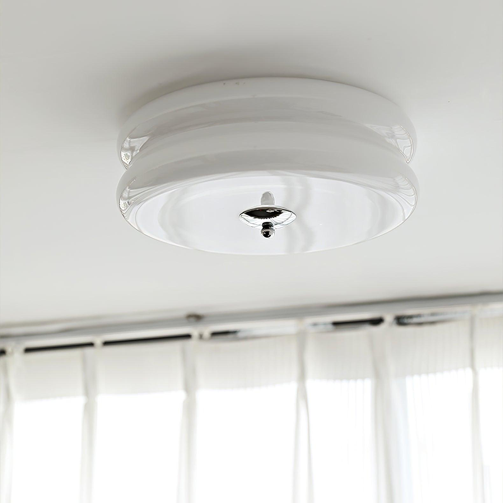Ceiling Light Glass Metal 13.0 cm Cream Bedroom Living Room Adjustable LED Round Lamp | Thomler