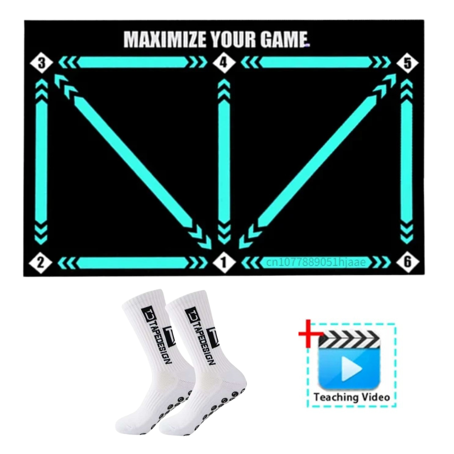 Football Training Mat 90.0 cm x 60.0 cm Home Dribbling Coordination Ball Control Practice Kit With Non Slip Socks | Thomler