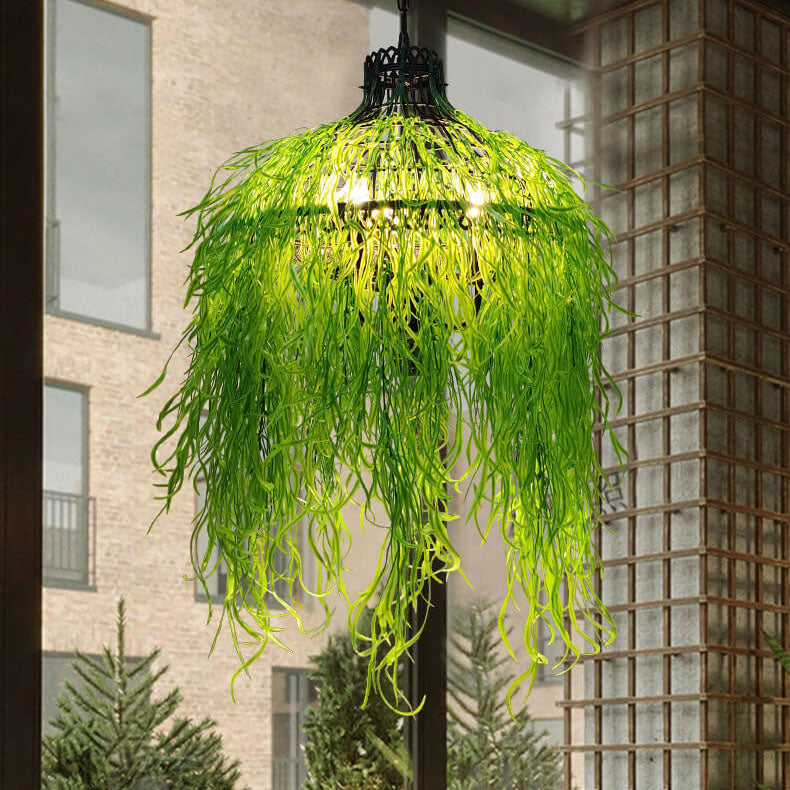 Chandelier Iron With 19.7 in Green Purple Modern Hallway Living Room Bedroom Lighting Fixture 3-Light | Thomler