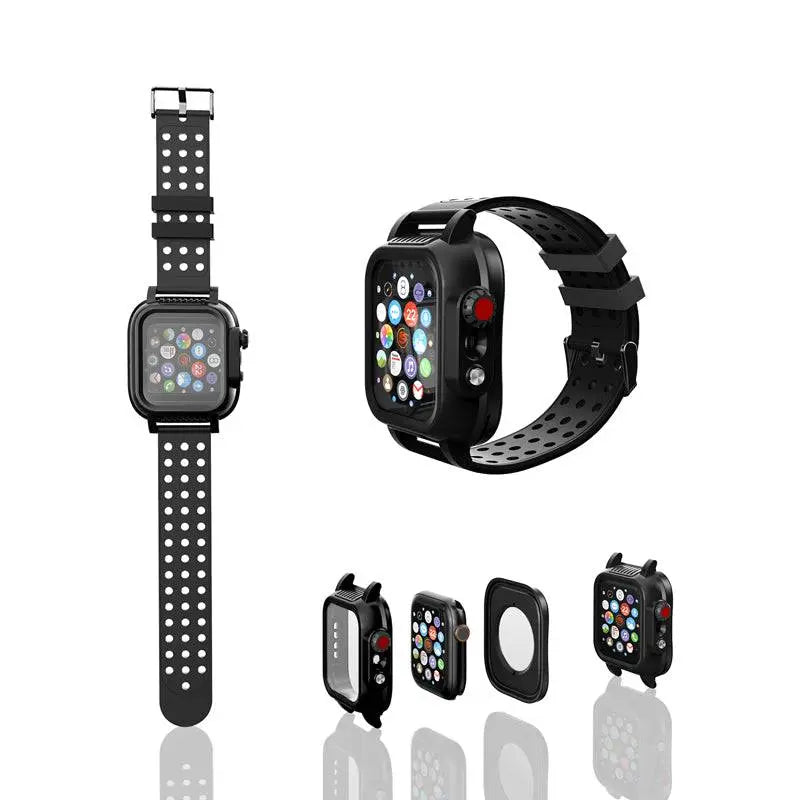 Protective Sport Band & Case Kit for Apple Watch 44mm & 42mm – Silicone Wristband with Snap-On Screen Bumper for Series 6/5/4/SE & Series | Thomler
