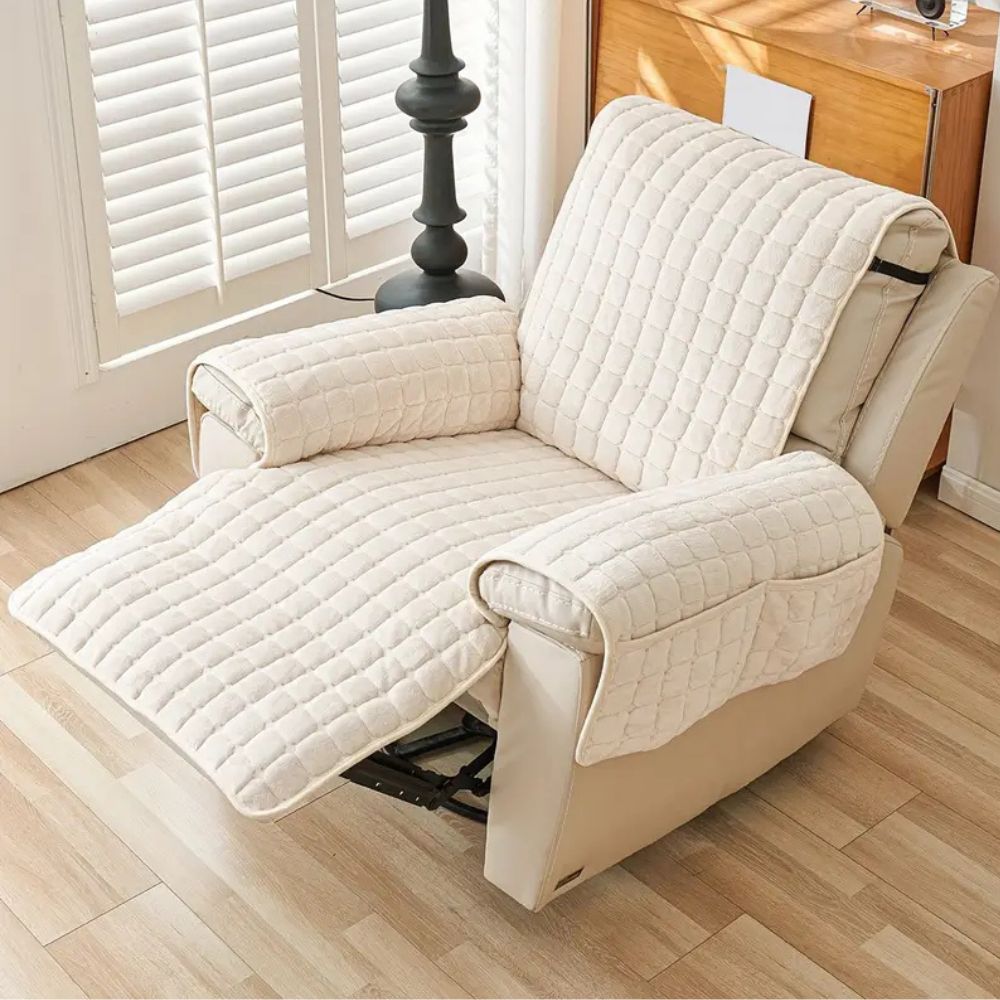 Quilted Recliner Slipcover with Storage Pocket – Microfiber Furniture Protector for Living Room, Family Room & Den – Anti-Slip Chair Cover | Thomler