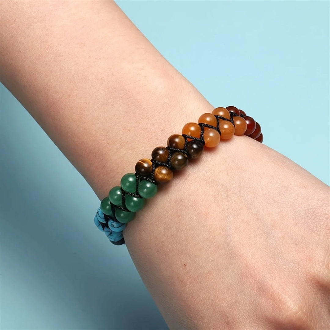 Natural Stone Chakra Bracelet – Adjustable Braided Cord Design for Men & Women, Lightweight & Colorful | Thomler