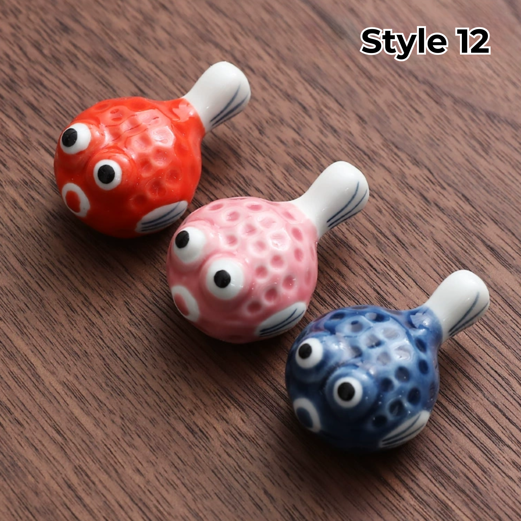 Porcelain Utensil Holders with Animal and Fruit Designs for Asian Dining – Set of 3 Decorative Tabletop Rests | Thomler