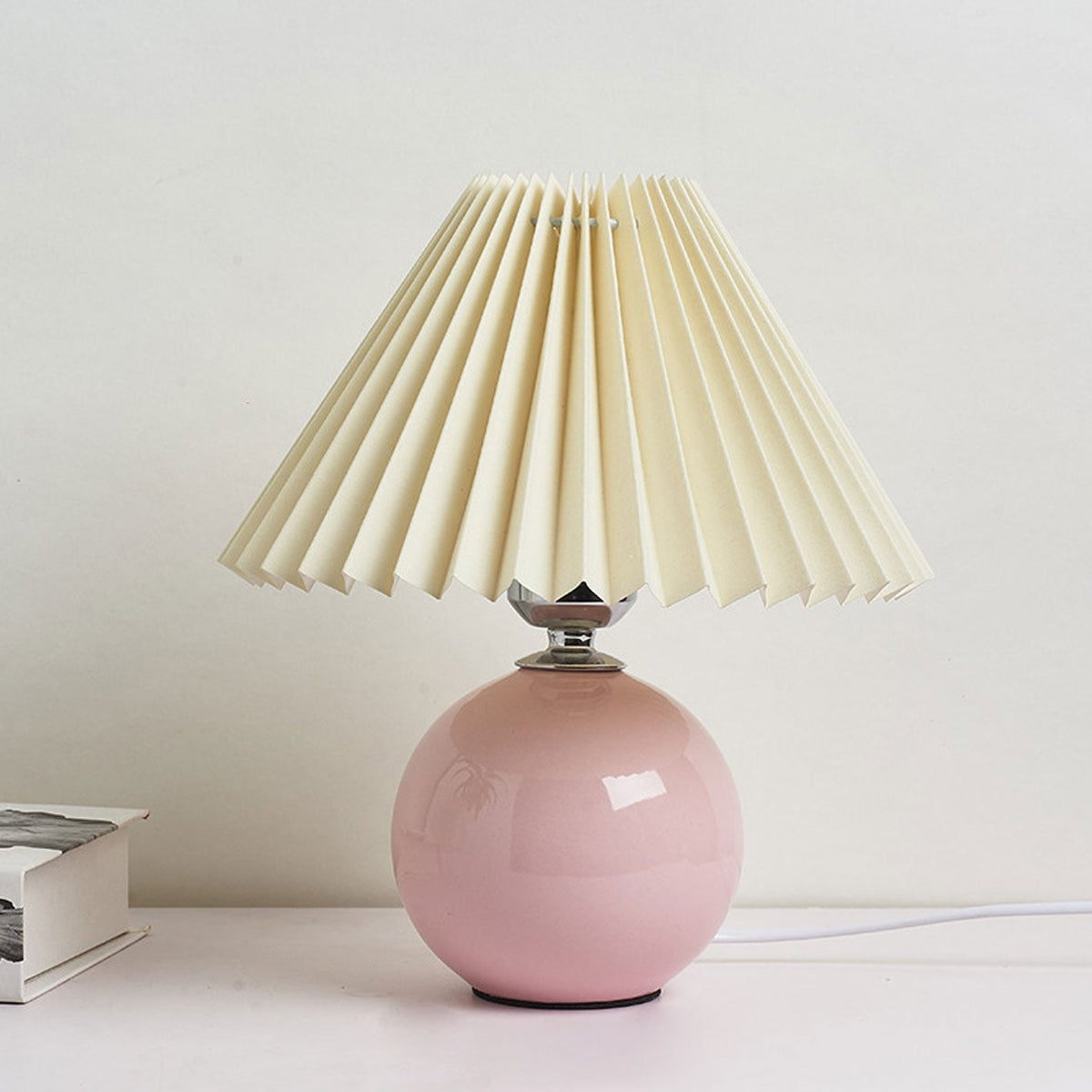 Ceramic Table Lamp with Fabric Shade – Modern Accent Lighting for Bedroom, Living Room & Home Office | Thomler