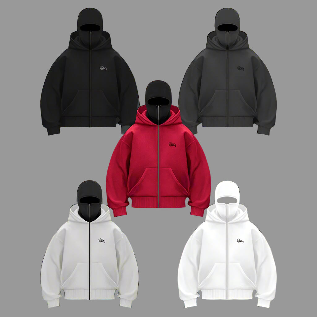 Full-Face Zippered Hoodie for Men – Cold-Weather Sweatshirt with Integrated Ski Mask & Fleece Lining for Winter Sports | Thomler