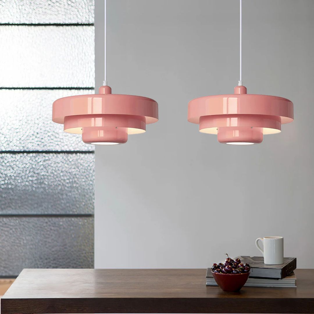 Pendant Light Laminated Metal Ø35.0 cm Adjustable Orange Dining Room Living Room Hanging Ceiling Lamp | Thomler
