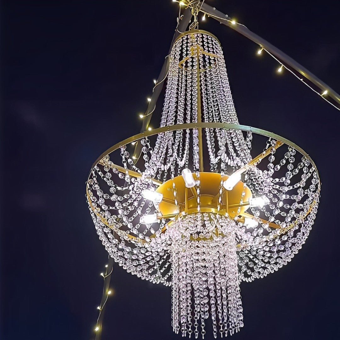 Weather-Resistant Hanging Pendant Fixture with Faceted Prisms for Patios & Events 12V LED Illumination | Thomler