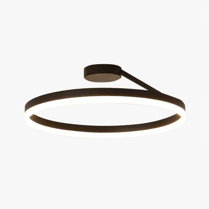 Ceiling Lamp Metal Ring LED 50.0 cm Black White Living Room Bedroom Dimmable Modern Flush Mount Light Fixture | Thomler