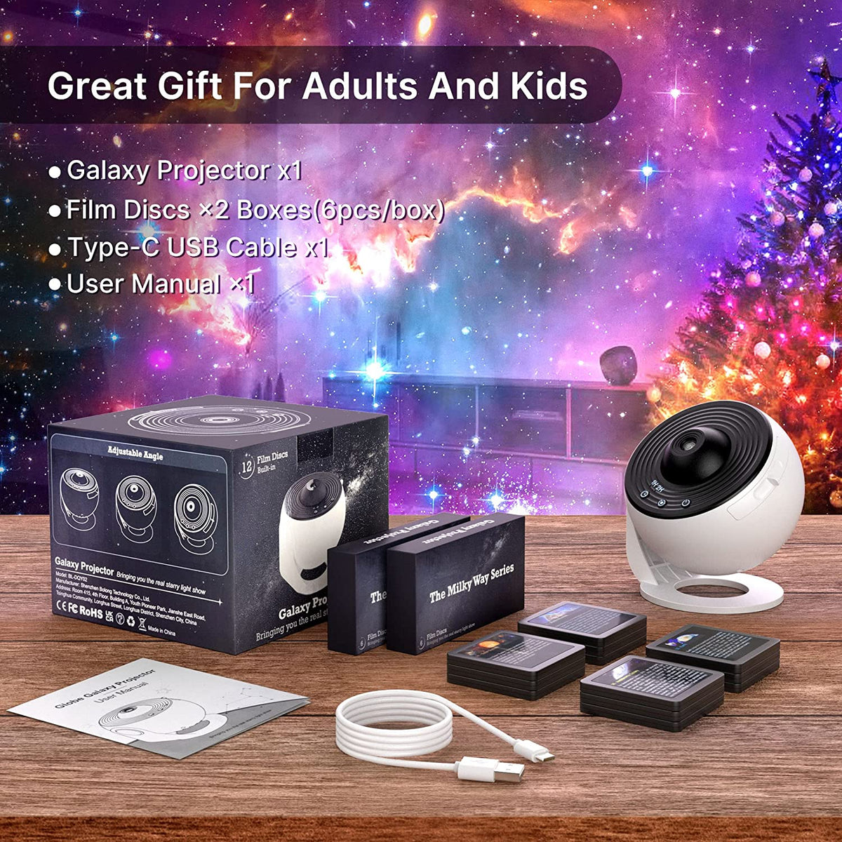 Star Projector Night Light with 13 Celestial Scenes & Timer for Kids Bedroom – Galaxy Lamp Starry Sky Ceiling Projection | Thomler