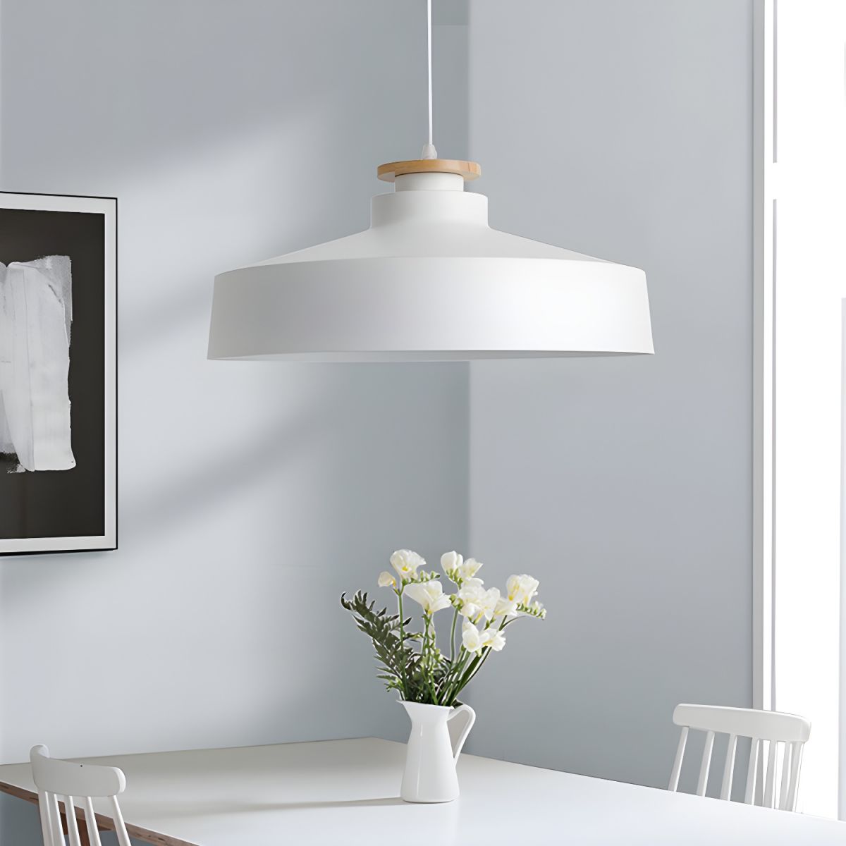 Scandinavian Wood Pendant Light Fixture for Dining Room, Kitchen & Living Room – Minimalist Ceiling Lamp with E27 Socket in Multiple | Thomler