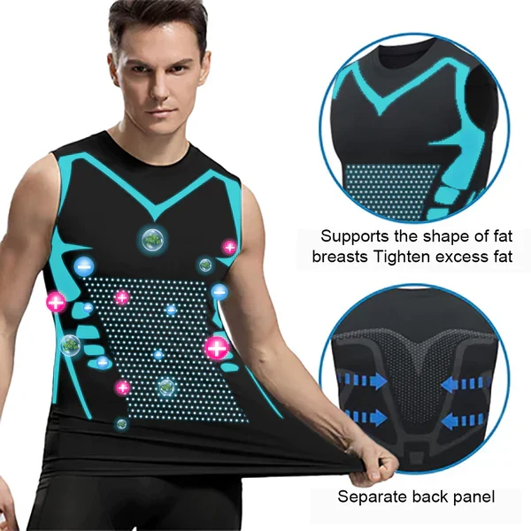 Men's Compression Undershirt for Smoothing Chest & Stomach | Invisible Slimming Tank for Gynecomastia | Posture Support Shapewear | Thomler