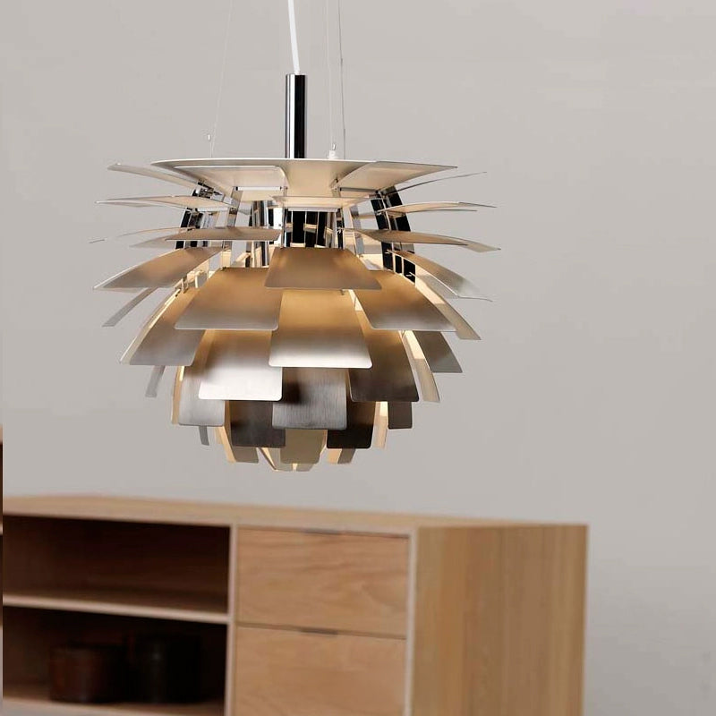 Pendant Light Metal Pinecone 20 in Adjustable Living Room Dining Area Chandelier Decorative Ceiling Fixture | Thomler