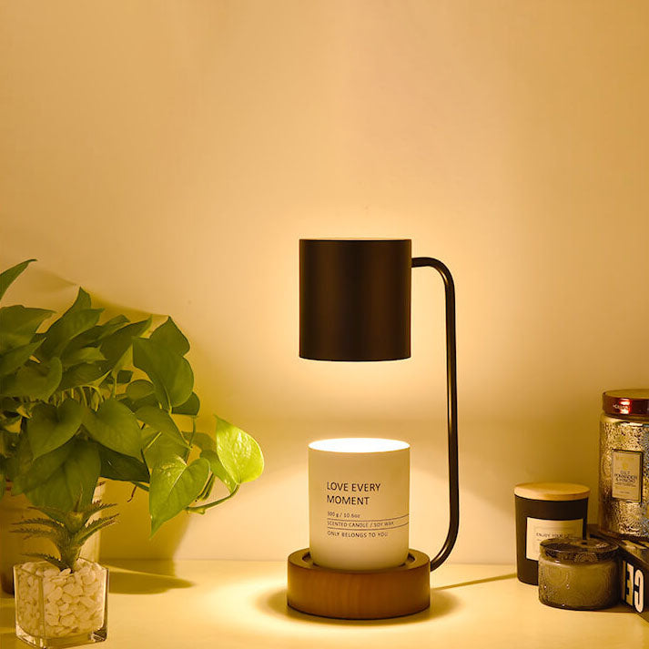 Flameless Scented Wax Warmer Lamp with Wood Base & Dimmable Ambient Light for Bedroom Living Room | Thomler