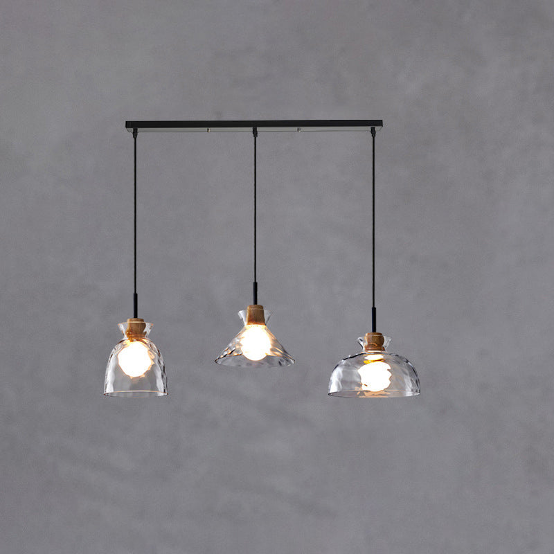 Pendant Light Glass Wood 9.8 in Adjustable Modern Bedroom Living Room Study Ceiling Lamp | Thomler
