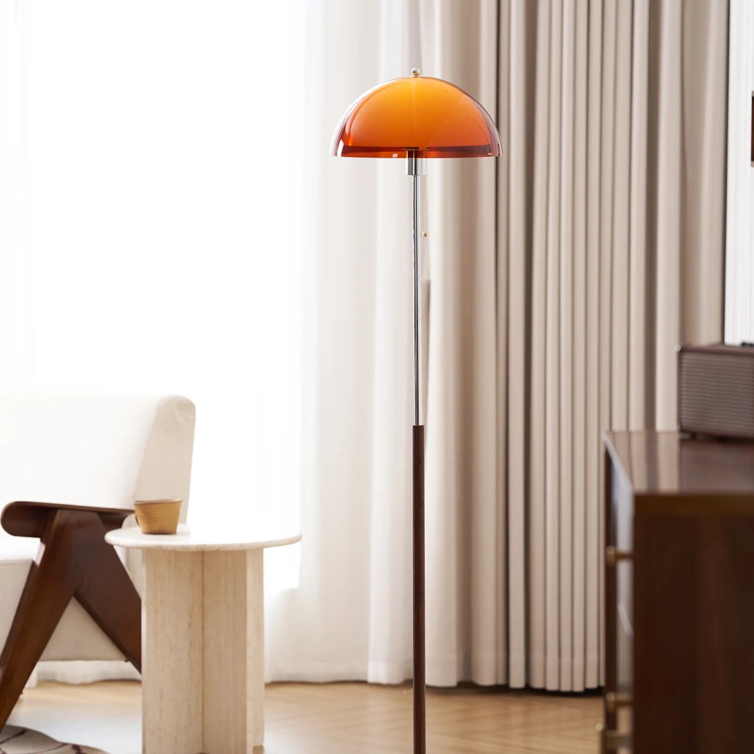 Floor Lamp Wood Metal Amber 160.0 cm Living Room Reading Light Retro Modern Mood Lighting | Thomler