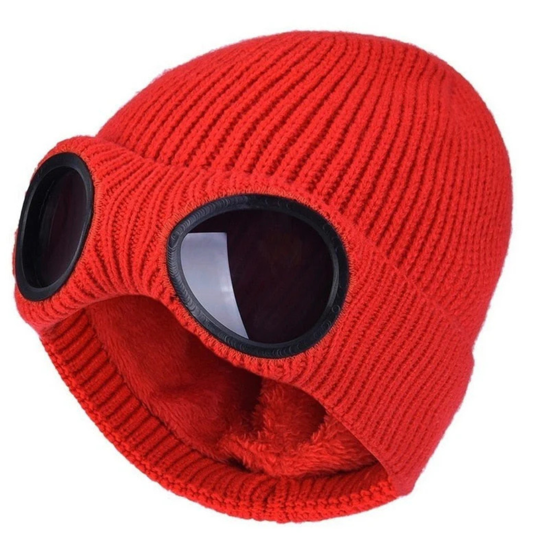 Knit Beanie with Flip-Down Goggles – Windproof Winter Hat for Outdoor Activities | Thomler