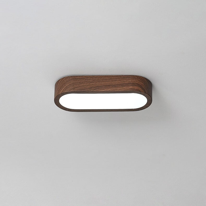 LED Wood Grain Ceiling Light Flush Mount – Modern Round Low Profile Fixture for Bedroom Living Room – Hardwired 8W Acrylic Shade Walnut & | Thomler