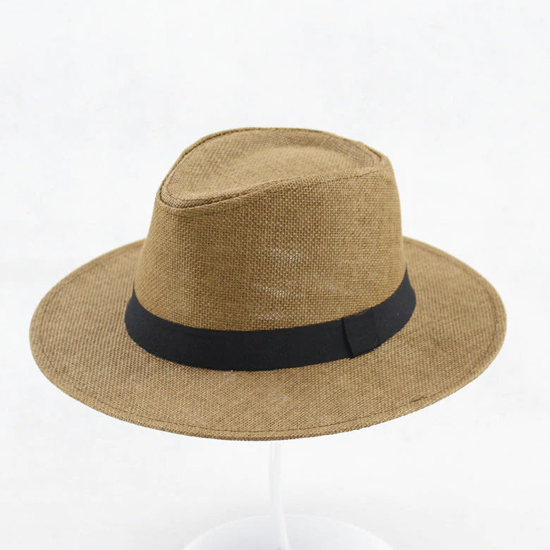 UPF 50+ Straw Fedora Hat with Wired Brim and Leather Band for Men & Women | Thomler
