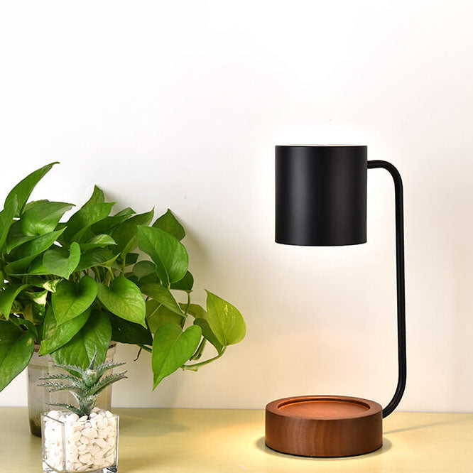 Flameless Scented Wax Warmer Lamp with Wood Base & Dimmable Ambient Light for Bedroom Living Room | Thomler