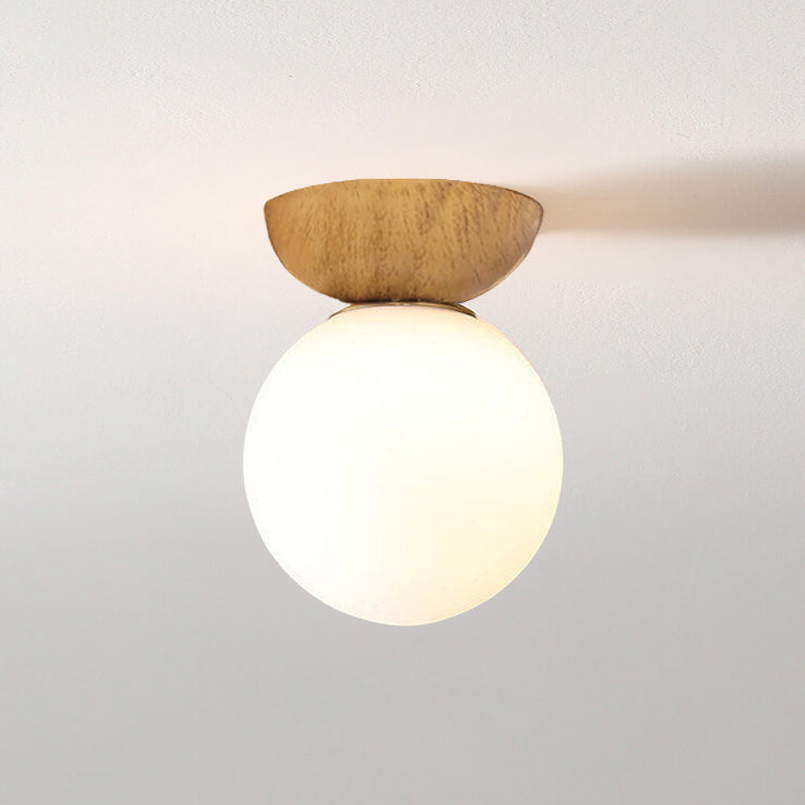 Spherical Glass Ceiling Light with Metal Frame - Contemporary Hardwired Fixture for Bedroom, Entryway & Hallway - G9 Socket | Thomler
