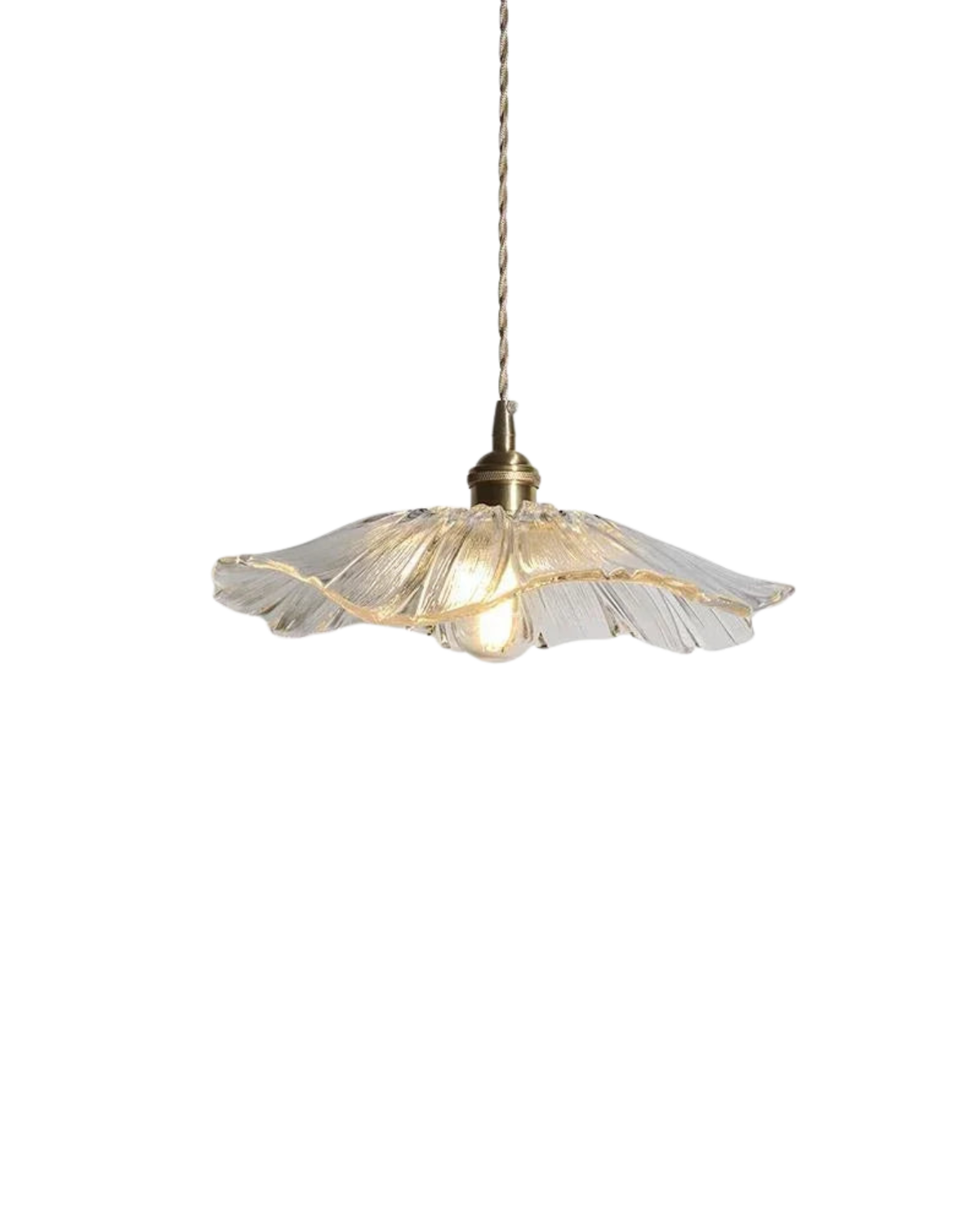 Sculpturale glazen hanglamp met messing fitting en warm licht – artistieke design plafondlamp voor eetkamer en woonkamer | Sansoti