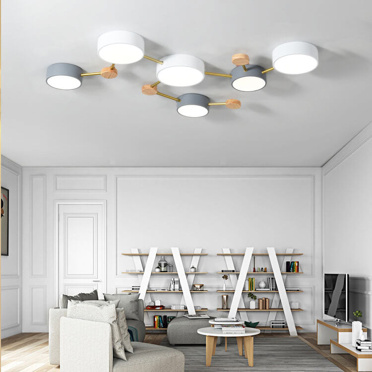 Contemporary Ceiling Light with Natural Wood Accents & Integrated LED | Geometric Multi-Bar Design for Living Rooms, Bedrooms, Hallways | Thomler