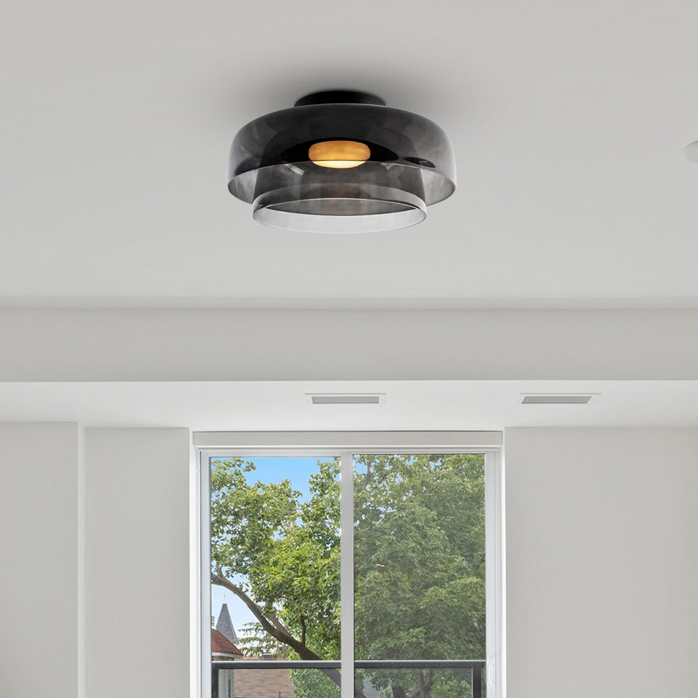 Layered Glass Ceiling Light Modern Multi-Tier Flush Mount Fixture with LED Hardwired for Kitchen Dining Room Bedroom Living Room | Thomler