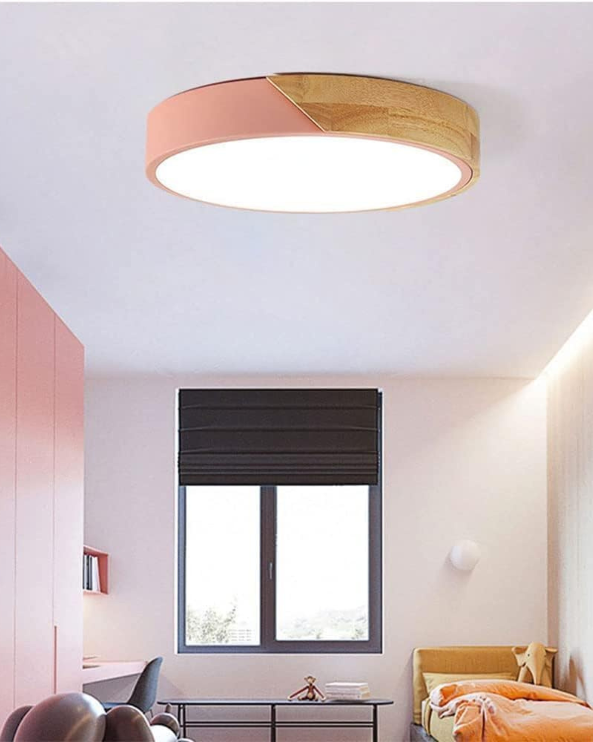 Moderne ronde plafondlamp met houtaccent en LED verlichting – minimalistische designlamp in 23 30 40 50 en 60 cm | Sansoti