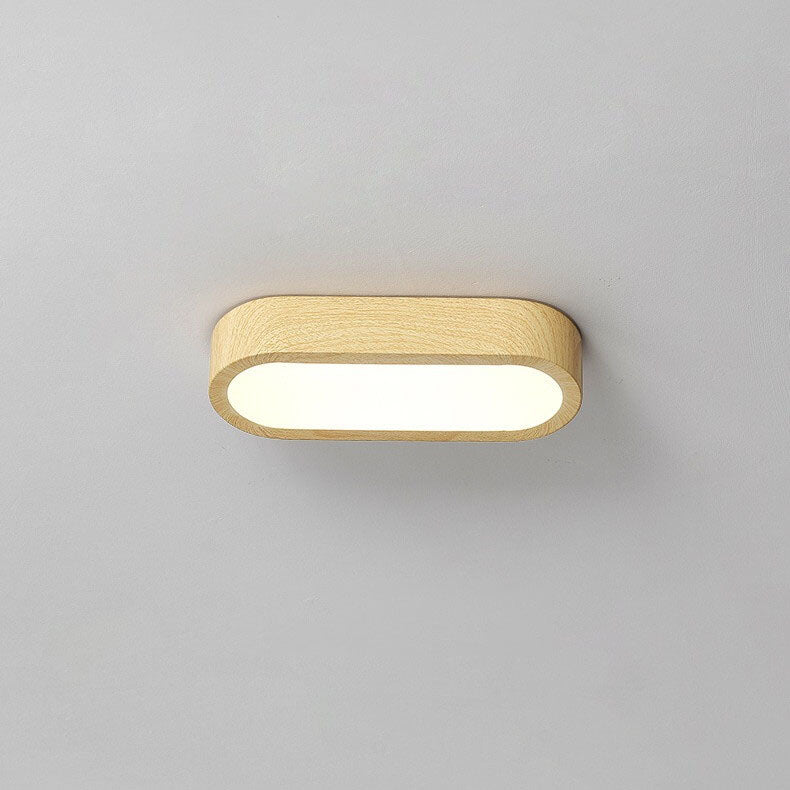LED Wood Grain Ceiling Light Flush Mount – Modern Round Low Profile Fixture for Bedroom Living Room – Hardwired 8W Acrylic Shade Walnut & | Thomler