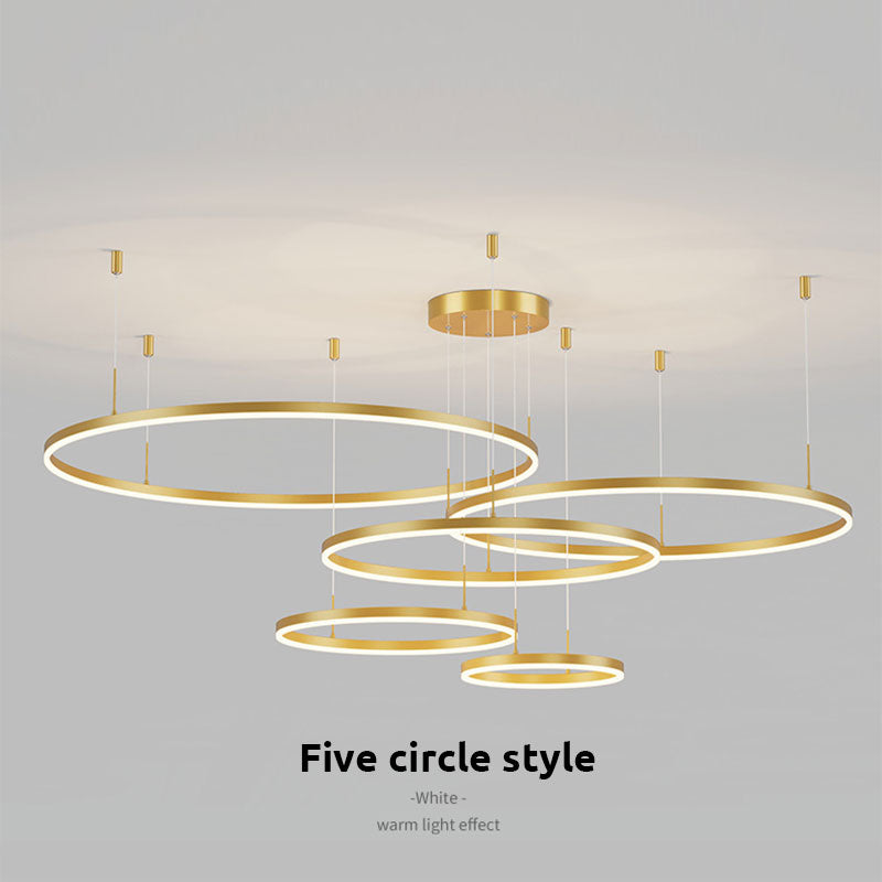 Tiered Ring Pendant Light Modern Metal Circular Chandelier for Dining Room Living Room Bedroom Kitchen Island Adjustable Height LED | Thomler