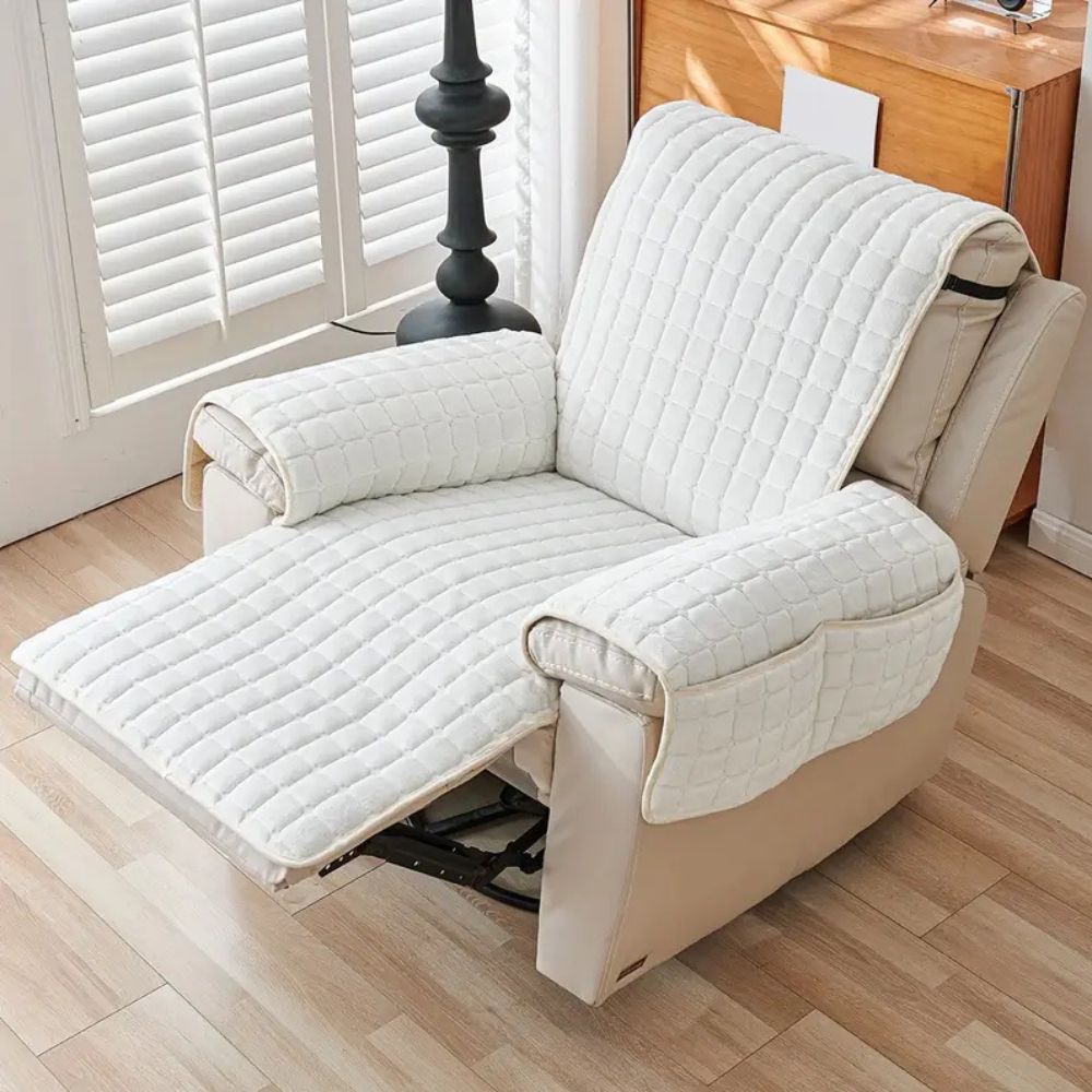 Quilted Recliner Slipcover with Storage Pocket – Microfiber Furniture Protector for Living Room, Family Room & Den – Anti-Slip Chair Cover | Thomler