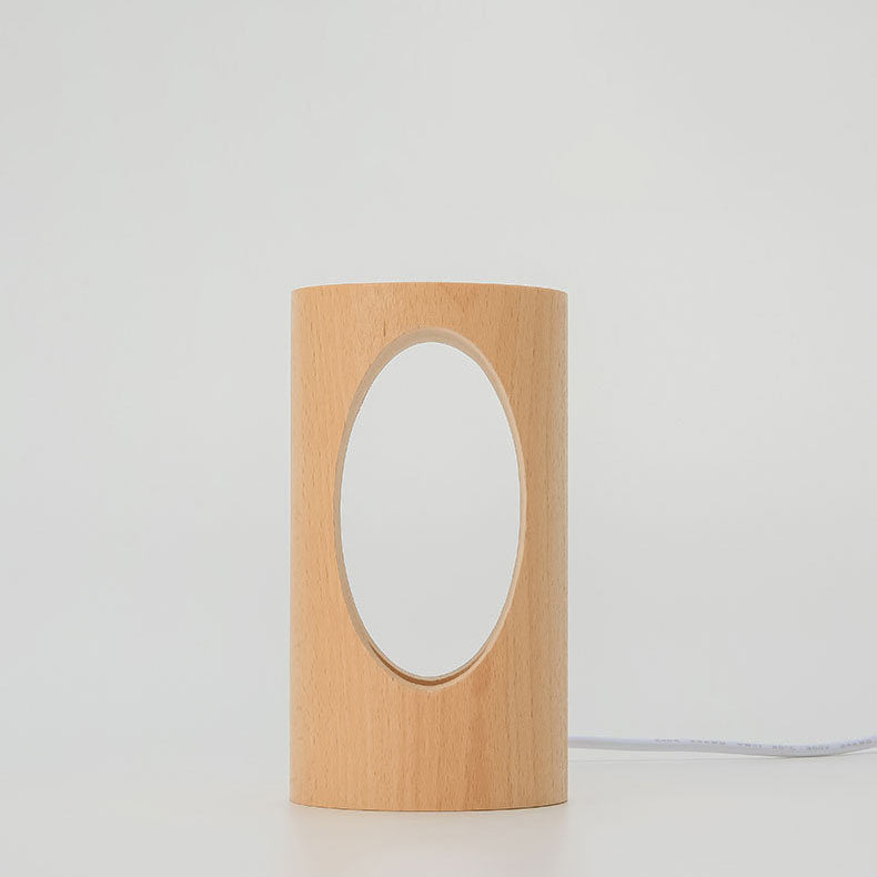 Wooden Column LED Desk Lamp with USB Power, Warm White Light for Bedroom & Office, Modern Japanese-Style Accent Light | Thomler