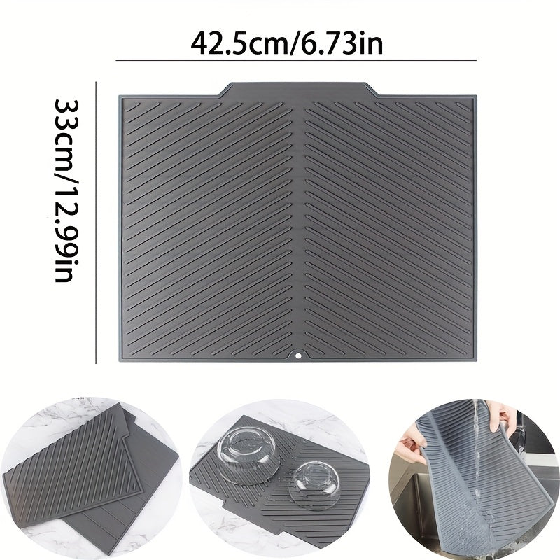Silicone Drying Mat for Kitchen Counter – Heat Resistant, Non-Slip Dish Drainer Pad for Dishes, Glasses, Cookware | Dishwasher Safe | Thomler