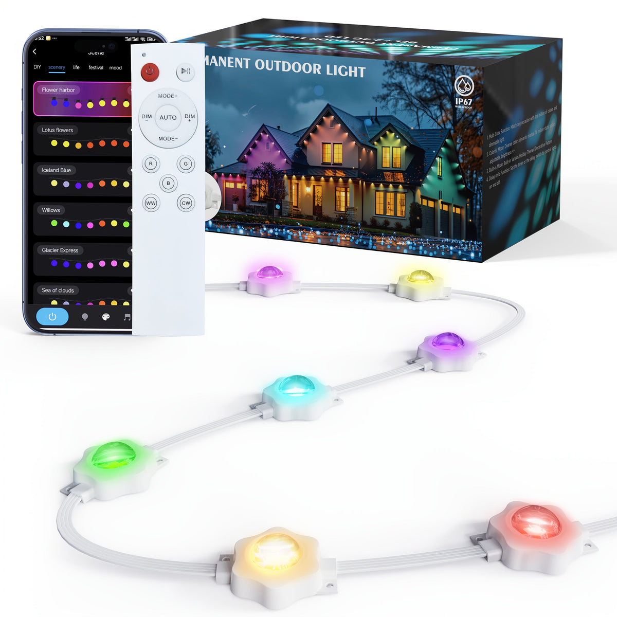 App-Controlled Roofline LED System – Weatherproof Holiday & Accent Lighting for Year-Round Exterior Decor | Thomler