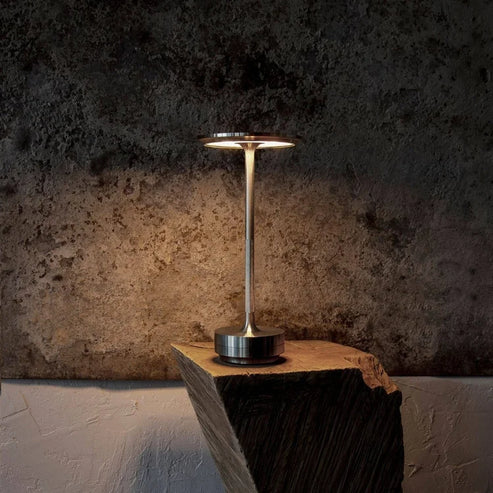 Table Lamp Aluminum 11.2 in Wireless Rechargeable Bedroom Desk Dimmable Touch Portable Ambient Lighting | Thomler