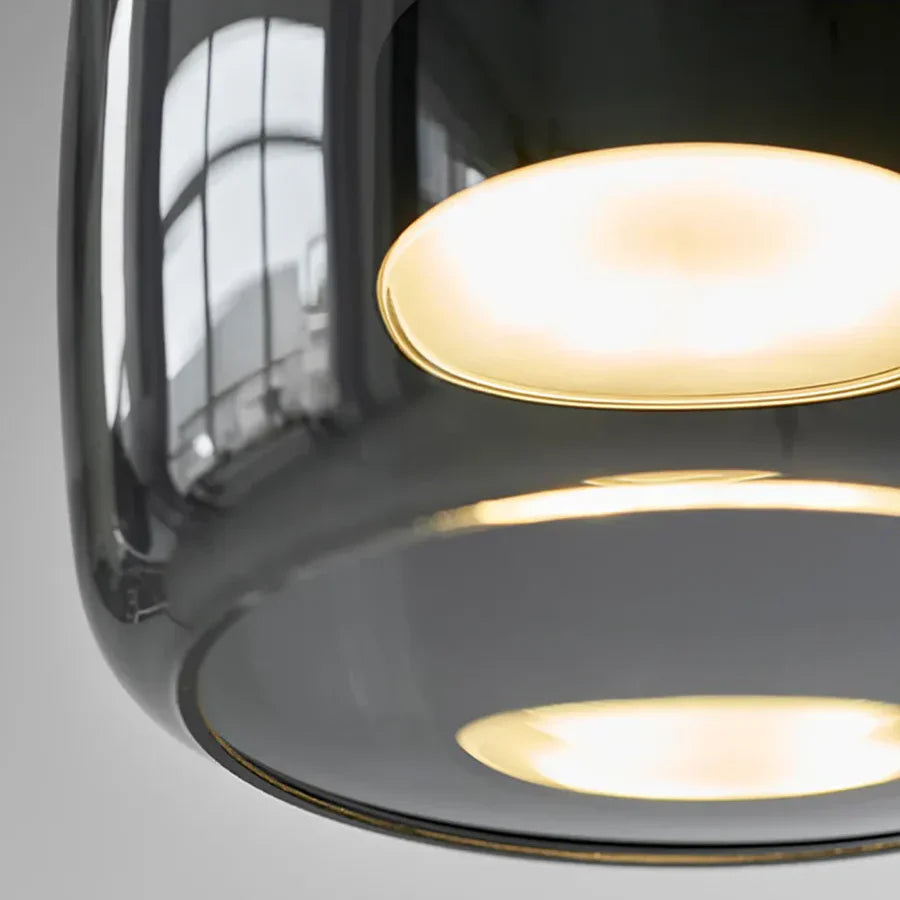 Pendant Light Glass 102.0 cm x 38.0 cm Cognac Or Smoke Grey Dining Room Kitchen Island Scandinavian Hanging Ceiling Lamp | Thomler