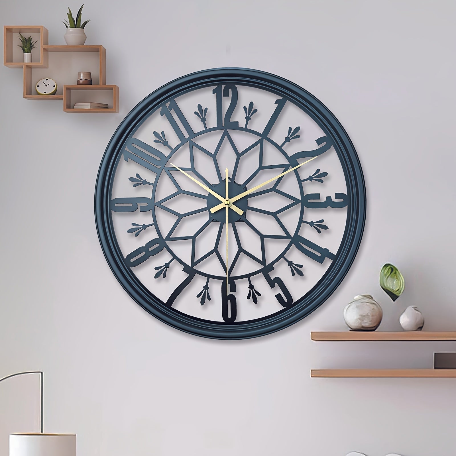 Retro Metal Wall Clock Silent Quartz Movement Industrial Home Office Decor No Ticking Quiet Battery Operated Vintage Handcrafted Look Living | Thomler
