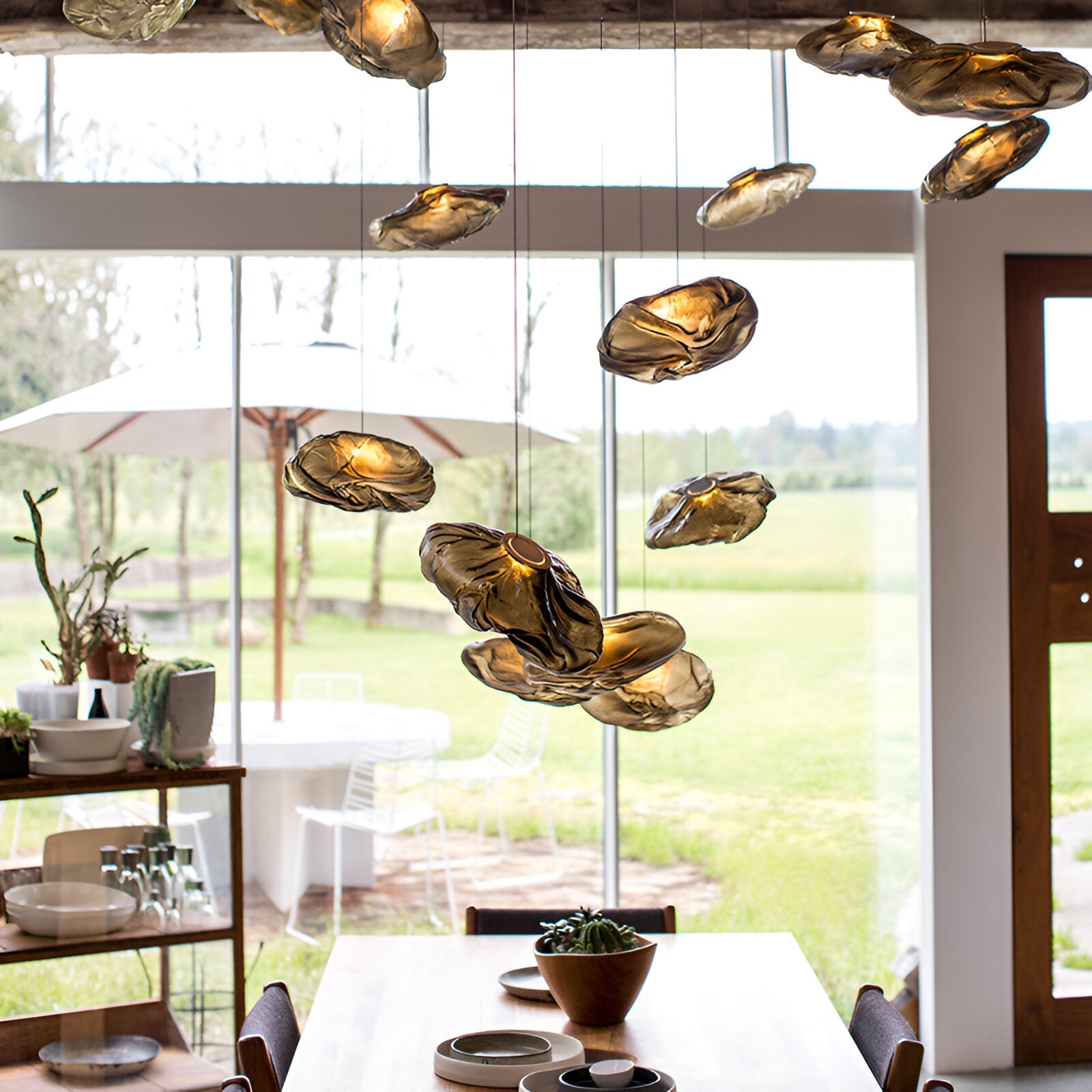 Pendant Light Glass Cloud 15.7 in Amber Dining Room Kitchen Island Hanging Ceiling Lamp Minimalist Nordic Artistic Fixture | Thomler
