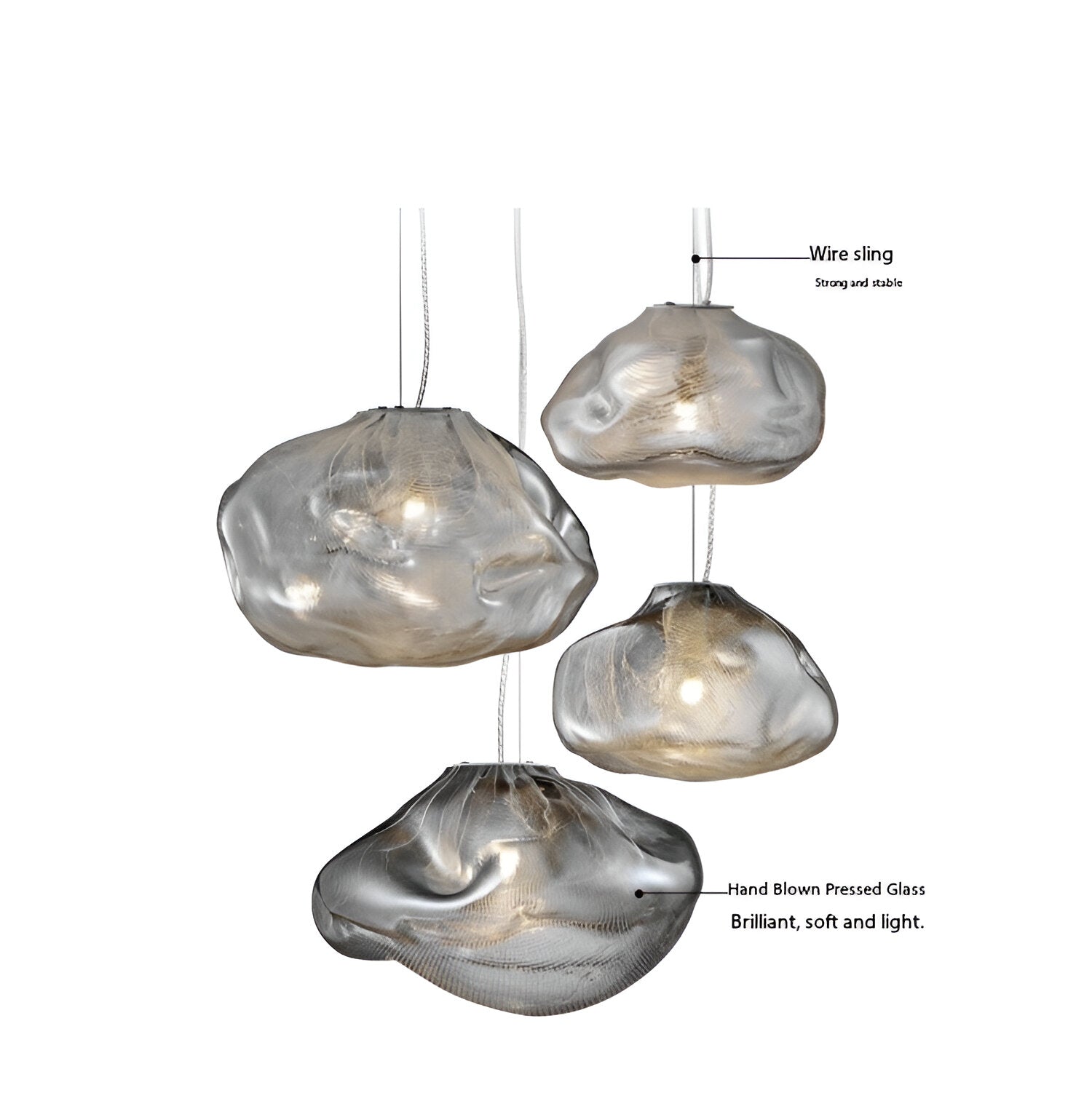 Pendant Light Glass Cloud 15.7 in Amber Dining Room Kitchen Island Hanging Ceiling Lamp Minimalist Nordic Artistic Fixture | Thomler