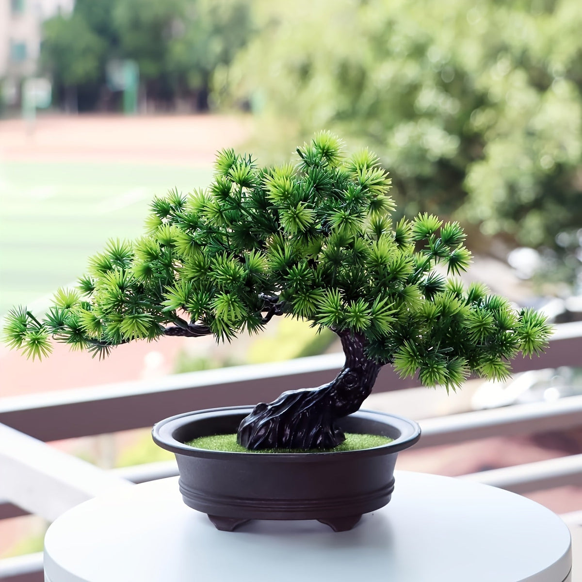 Artificial Miniature Pine Tree 9.5 Inch Tabletop Decor with Planter for Home Office Desk Shelf | Thomler