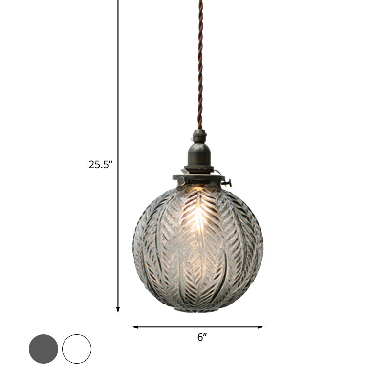 Single-Light Hanging Pendant with Etched Feather Glass Shade — Colonial-Inspired Design for Kitchen, Dining Room & Entryway | Thomler
