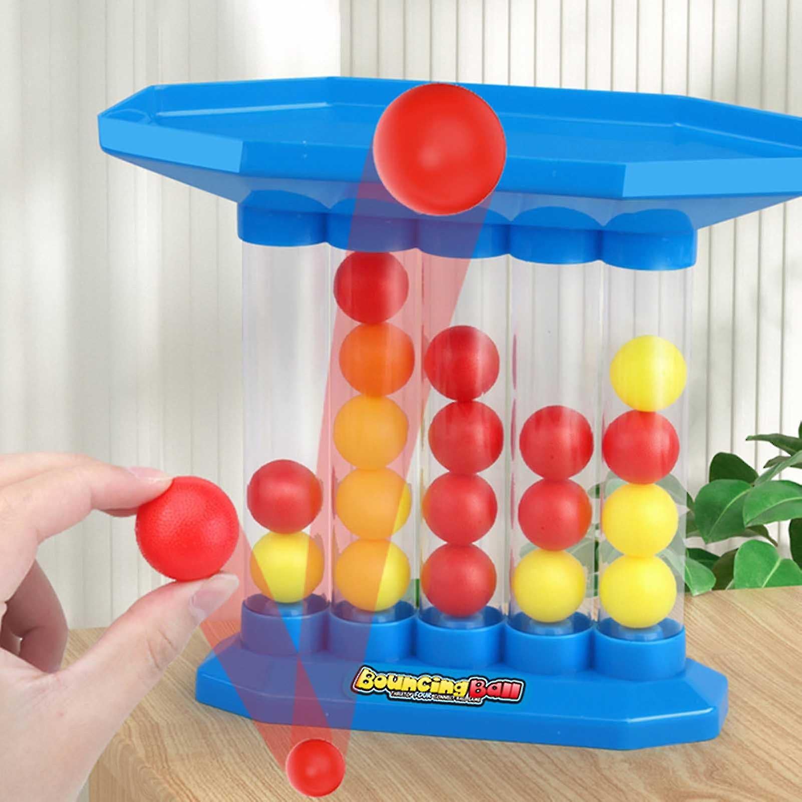 Desktop Tabletop Skill Game for Kids & Adults - 4-in-a-Row Strategy Challenge with Ball Launcher - Indoor Family Activity Game for 2 Players | Thomler