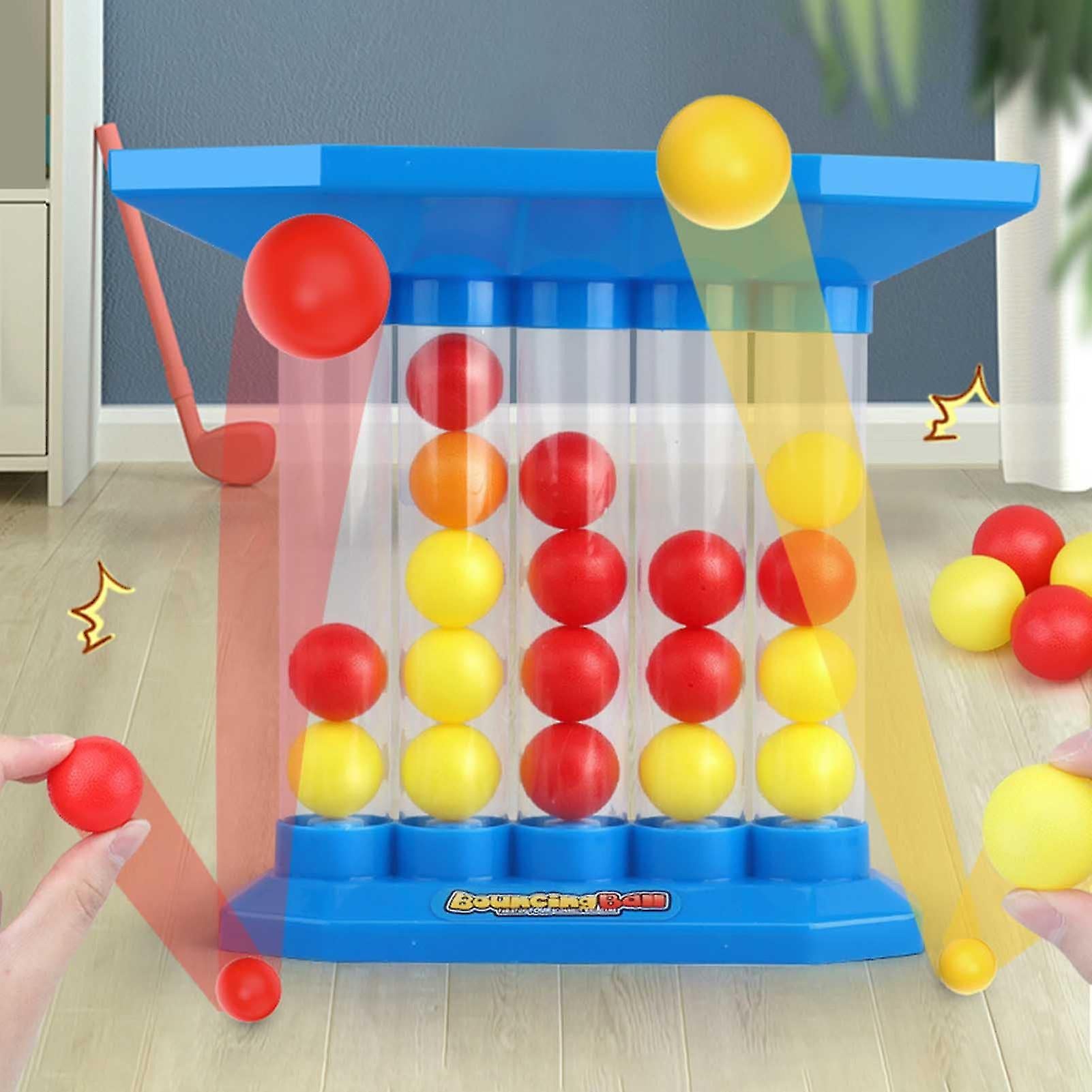 Desktop Tabletop Skill Game for Kids & Adults - 4-in-a-Row Strategy Challenge with Ball Launcher - Indoor Family Activity Game for 2 Players | Thomler