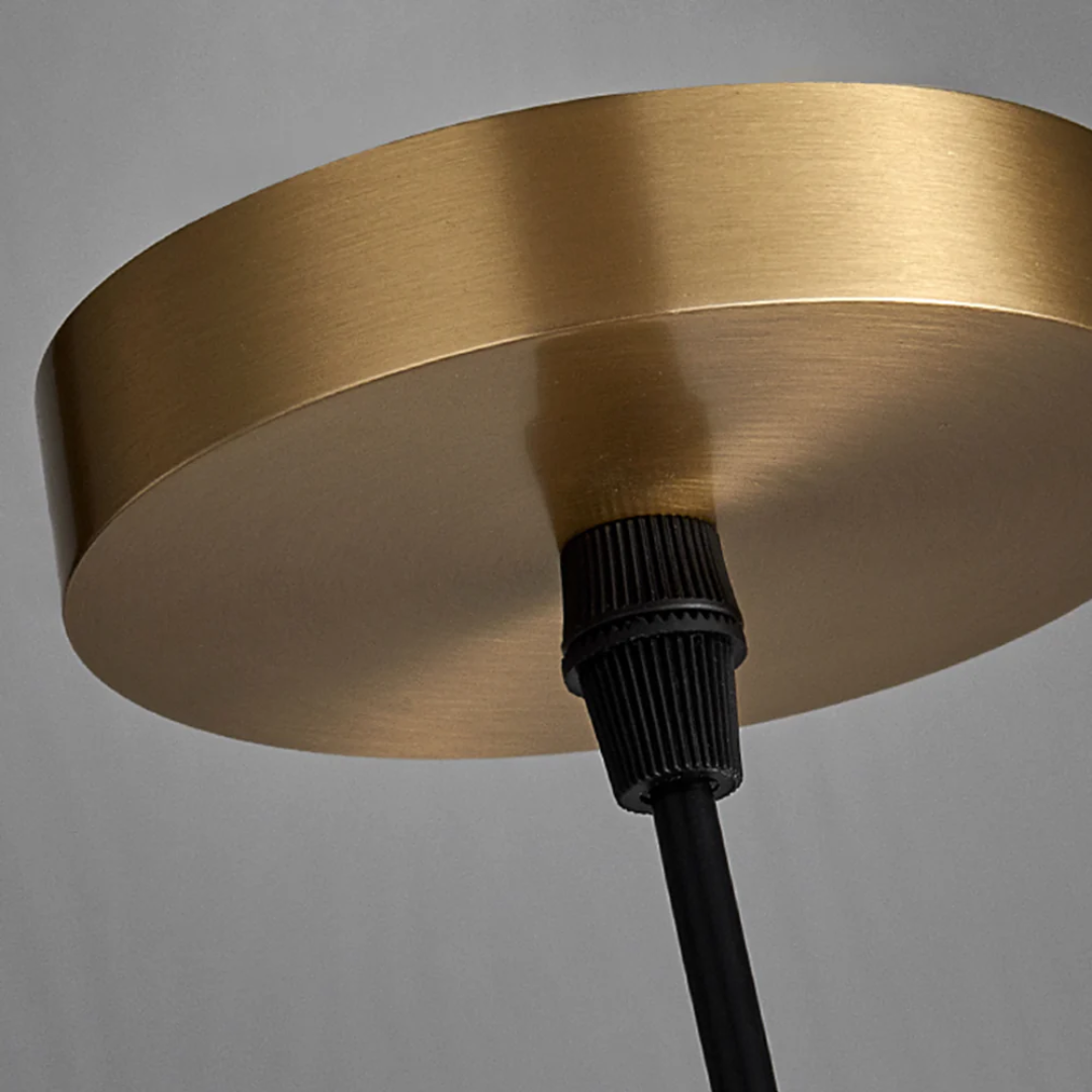 Pendant Light Ribbed Glass Brass Layered Shade Dining Room Kitchen Island Hanging Ceiling Lamp | Thomler