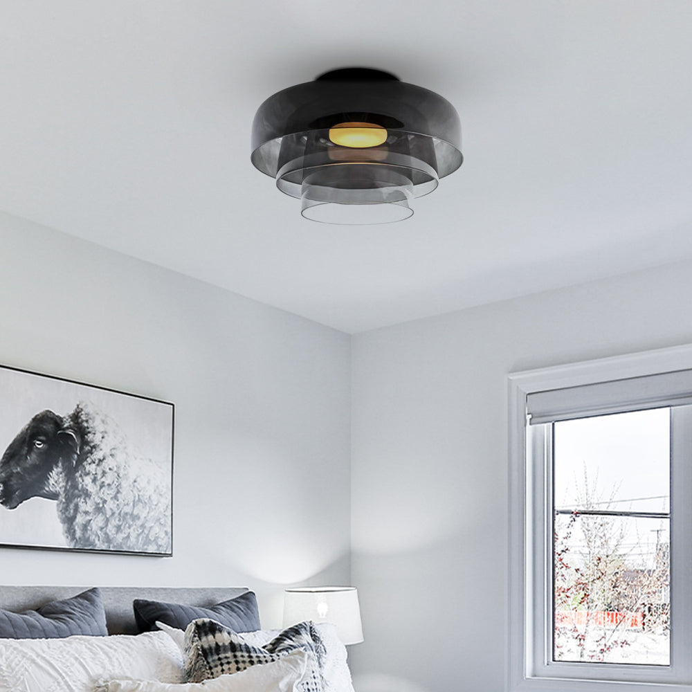 Layered Glass Ceiling Light Modern Multi-Tier Flush Mount Fixture with LED Hardwired for Kitchen Dining Room Bedroom Living Room | Thomler