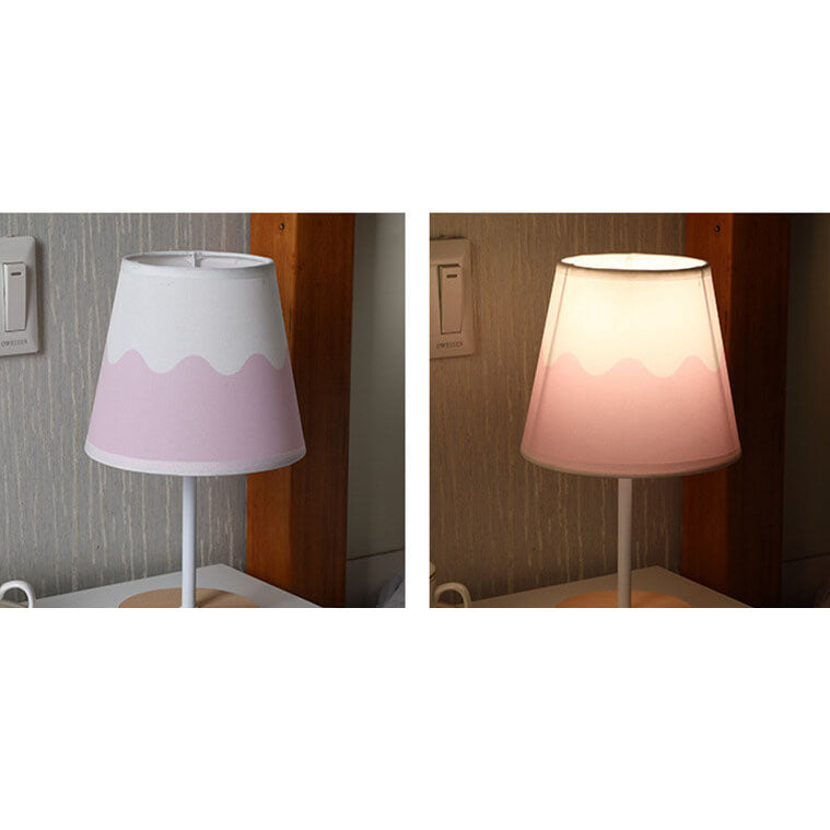 Wood Accent LED Table Lamp with Fabric Shade – USB Powered for Bedroom, Nightstand & Living Room | Thomler